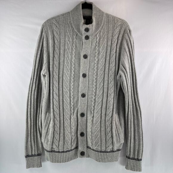 Lachlan British Inspired Cable-Knit Wool-Blend Cardigan Size XL - Picture 1 of 8